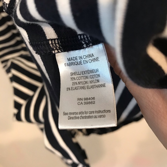 DONATED Theory Panna top Navy and white peplum knit - Picture 3 of 5